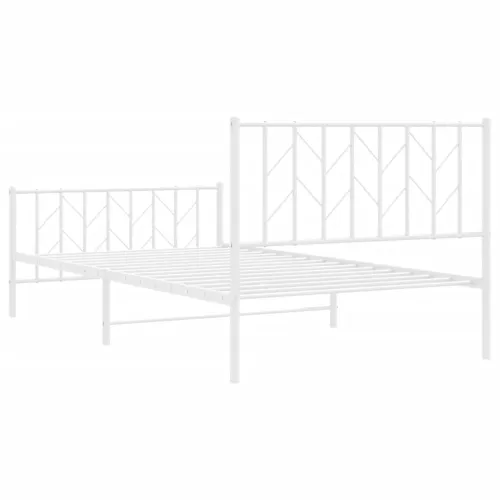 Metalni okvir kreveta uzglavlje i podnožje bijeli 107x203 cm - Bijela 107 x 203 cm s uzglavljem i podnožjem Bijela Cijena