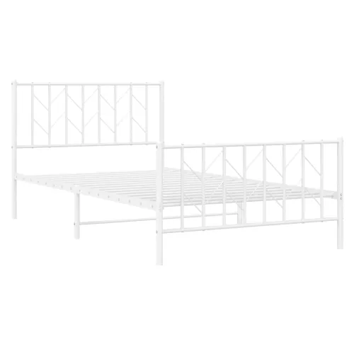 Metalni okvir kreveta uzglavlje i podnožje bijeli 107x203 cm - Bijela 107 x 203 cm s uzglavljem i podnožjem Bijela Cijena