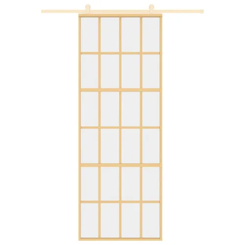 Klizna vrata zlatna 76x205 cm prozirno staklo ESG i aluminij - Zlatno 76 x 205 cm Rešetke 6 x 4 Cijena