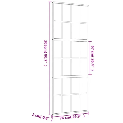 Klizna vrata zlatna 76x205 cm prozirno staklo ESG i aluminij - Zlatno 76 x 205 cm Rešetke 6 x 4 Cijena