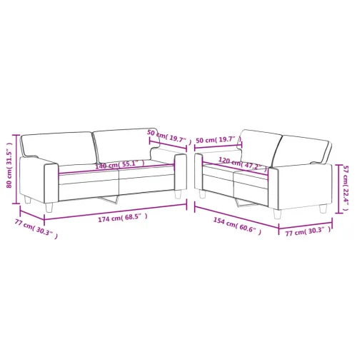 2-dijelni set sofa crni od umjetne kože - Crna s jastučićima Cijena