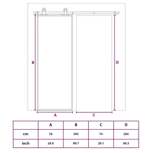 Klizna vrata bijela 76x205 cm od kaljenog stakla i aluminija - Bijela i prozirna 76 x 205 cm Rešetke 3 x 2 Cijena