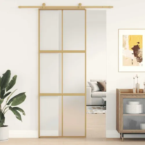 Klizna vrata zlatna 76x205 cm matirano staklo ESG i aluminij - Zlatna i mat 76 x 205 cm Rešetke 3 x 2 Cijena