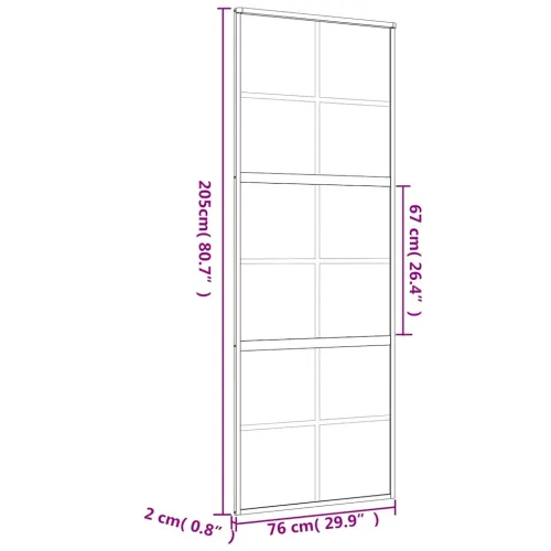 Klizna vrata zlatna 76x205 cm matirano staklo ESG i aluminij - Zlatna i mat 76 x 205 cm Rešetke 6 x 2 Cijena