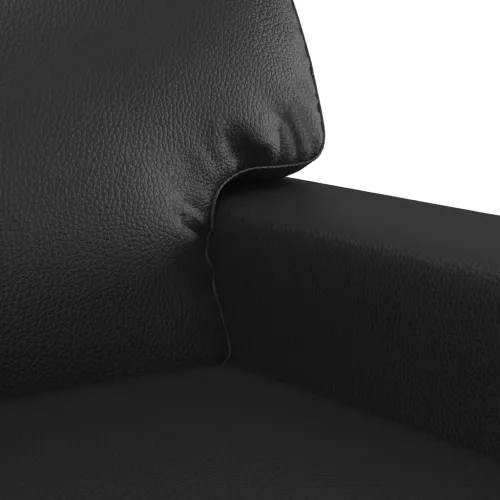3-dijelni set sofa crna od umjetne kože - Crna s jastučićima i tabureom Cijena