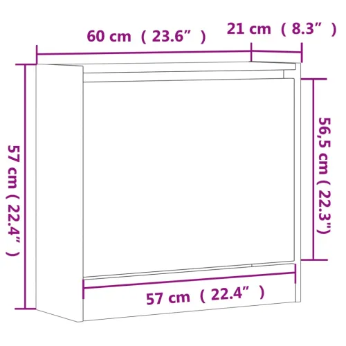 Ormarić za cipele bijeli 60 x 21 x 57 cm od konstruiranog drva - Bijela 60 x 21 x 57 cm Cijena
