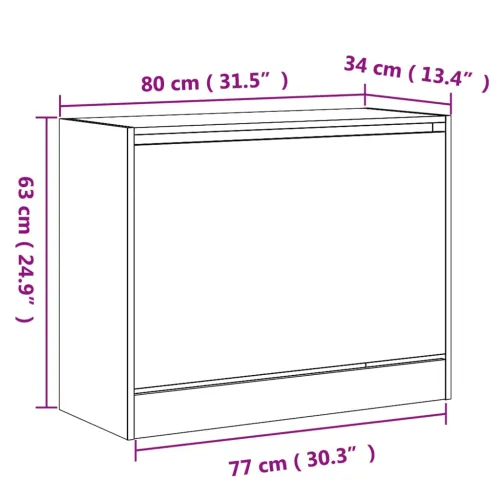Ormarić za cipele boja hrasta 80x34x63 cm konstruirano drvo - Sonoma hrast 80 x 34 x 63 cm Cijena