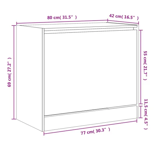 Ormarić za cipele sivi hrast 80x42x69 cm konstruirano drvo - Sivi hrast sonoma 80 x 42 x 69 cm Cijena