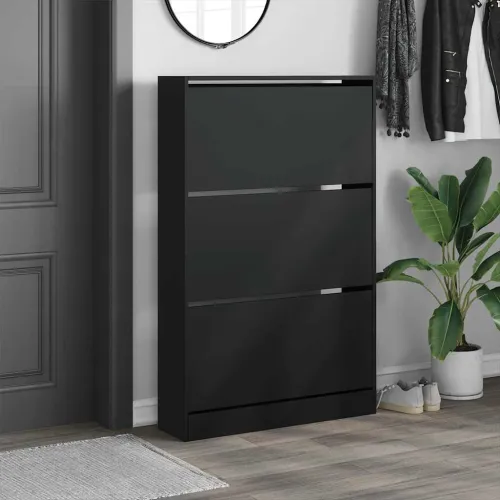 Ormarić za cipele crni 80x21x125,5 cm od konstruiranog drva - Crna 80 x 21 x 125.5 cm Cijena
