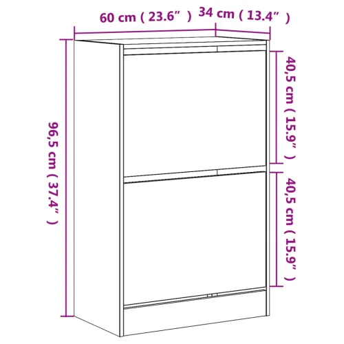 Ormarić za cipele boja hrasta 60x34x96,5 cm konstruirano drvo - Sivi hrast sonoma 60 x 34 x 96.5 cm Cijena