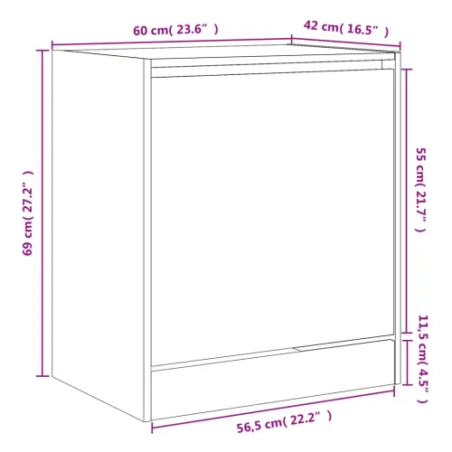 Ormarić za cipele boja betona 60x42x69 cm konstruirano drvo - Beton siva 60 x 42 x 69 cm Cijena