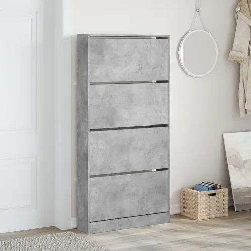 Ormarić za cipele s 4 ladice siva boja betona 80x21x163,5 cm - Beton siva 80 x 21 x 163.5 cm Cijena