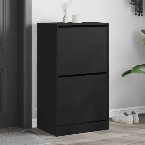 Ormarić za cipele s 2 preklopne ladice crni 60 x 42 x 108 cm - Crna 60 x 42 x 108 cm Cijena