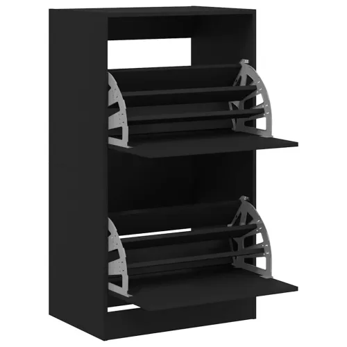 Ormarić za cipele s 2 preklopne ladice crni 60 x 42 x 108 cm - Crna 60 x 42 x 108 cm Cijena