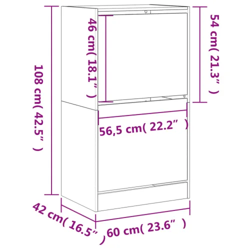 Ormarić za cipele s 2 ladice boja hrasta 60 x 42 x 108 cm - Dimljeni hrast 60 x 42 x 108 cm Cijena
