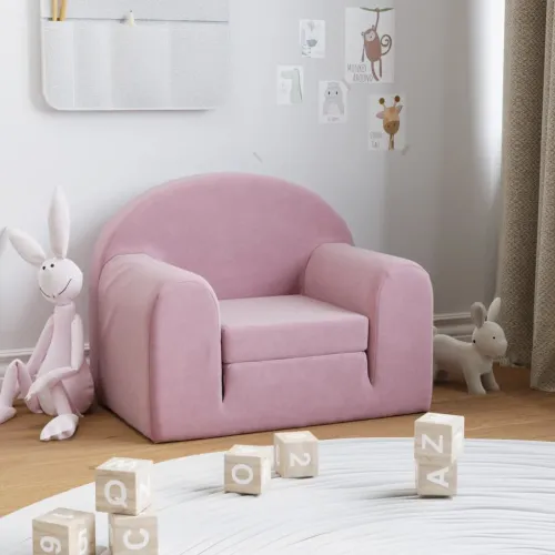 Dječji kauč na razvlačenje ružičasti mekani plišani - Ružičasta Sofa Ružičasta Sofa Cijena