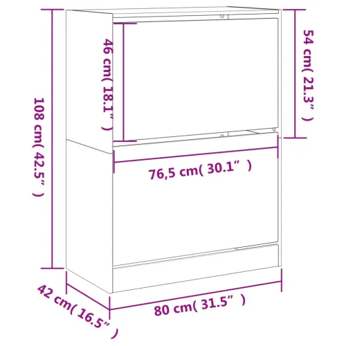Ormarić za cipele s 2 preklopne ladice boja hrasta 80x42x108 cm - Sivi hrast sonoma 80 x 42 x 108 cm Cijena