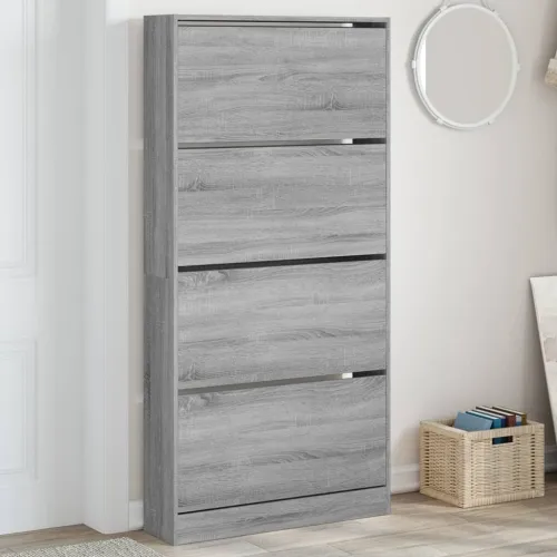 Ormarić za cipele s 4 ladice siva boja hrasta 80x21x163,5 cm - Sivi hrast sonoma 80 x 21 x 163.5 cm Cijena