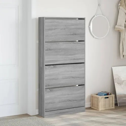 Ormarić za cipele s 4 ladice siva boja hrasta 80x21x163,5 cm - Sivi hrast sonoma 80 x 21 x 163.5 cm Cijena