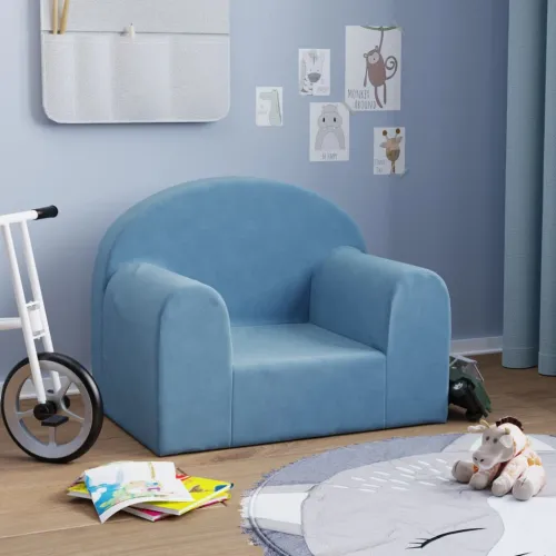Dječja sofa plava mekana plišana - Plava Stolica Cijena
