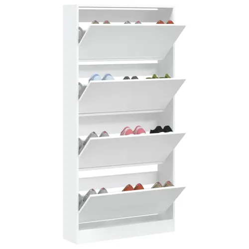 Ormarić za cipele s 4 preklopne ladice bijeli 80x21x163,5 cm - Bijela 80 x 21 x 163.5 cm Cijena