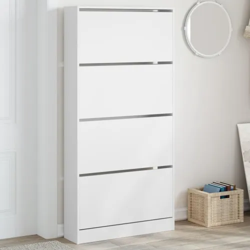 Ormarić za cipele s 4 preklopne ladice bijeli 80x21x163,5 cm - Bijela 80 x 21 x 163.5 cm Cijena