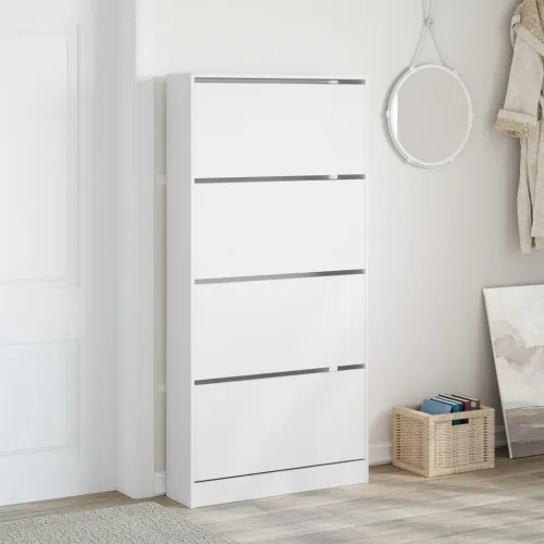 Ormarić za cipele s 4 preklopne ladice bijeli 80x21x163,5 cm - Bijela 80 x 21 x 163.5 cm Cijena