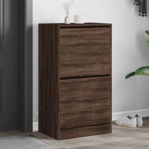Ormarić za cipele s 2 ladice smeđa boja hrasta 60 x 42 x 108 cm - Smeđi hrast 60 x 42 x 108 cm Cijena