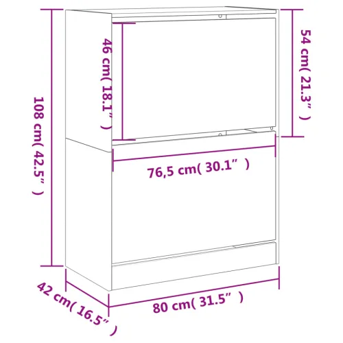 Ormarić za cipele s 2 ladice boja hrasta 80x42x108 cm - Dimljeni hrast 80 x 42 x 108 cm Cijena