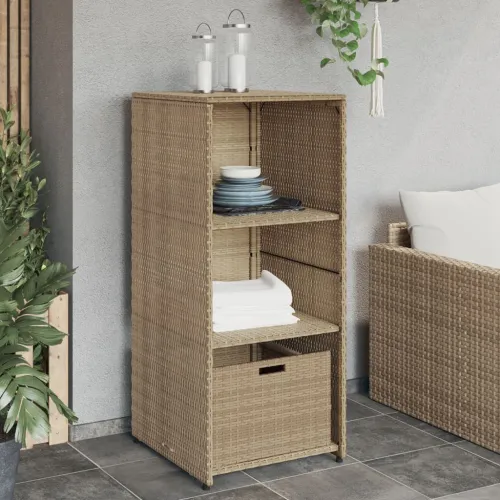 Vrtni ormarić za pohranu bež 50 x 55 x 115 cm od poliratana - Bež Bež Cijena
