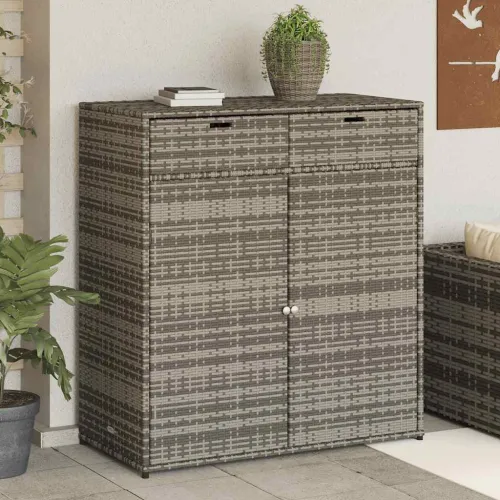 Vrtni ormarić za pohranu sivi 105 x 55 x 113 cm od poliratana - Siva 105 x 55 x 113 cm Siva 105 x 55 x 113 cm Cijena