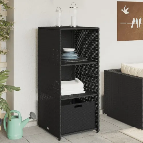Vrtni ormarić za pohranu crni 50 x 55 x 115 cm od poliratana - Crna Crna Cijena