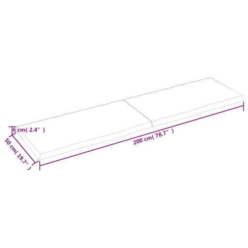 Stolna ploča tamnosmeđa 200x50x(2-6) cm obrađeni masivni hrast - Tamno smeđa 200 x 50 x 6 cm Cijena