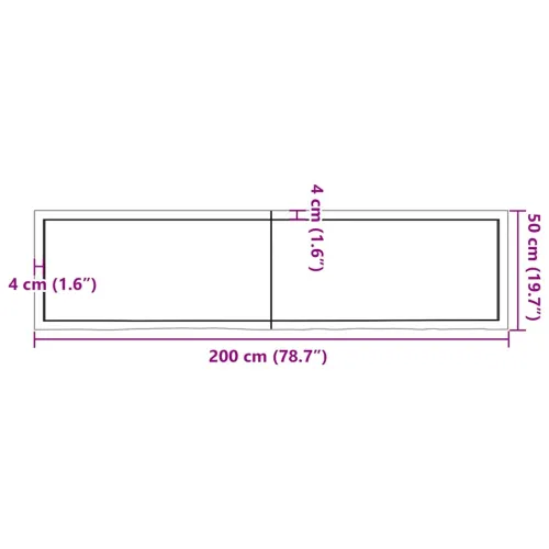 Stolna ploča tamnosmeđa 200x50x(2-6) cm obrađeni masivni hrast - Tamno smeđa 200 x 50 x 6 cm Cijena