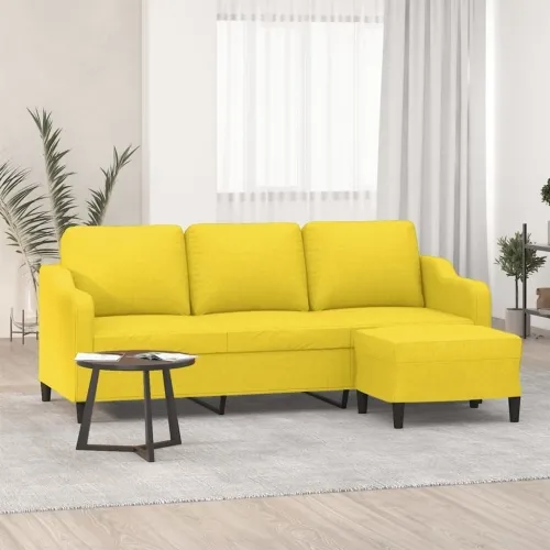 Trosjed s tabureom svjetložuti 180 cm od tkanine - Svjetložuta Cijena