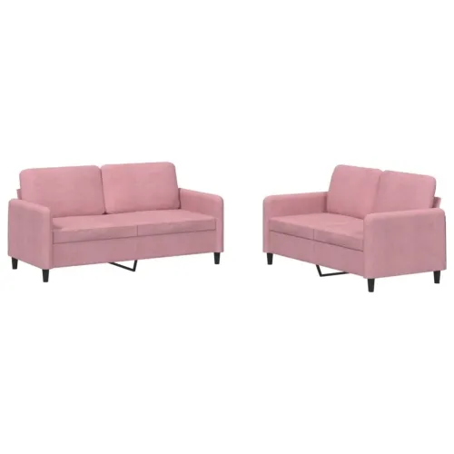 2-dijelni set sofa ružičasti baršunasti - Ružičasta s jastučićima Cijena