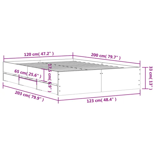 Okvir kreveta s ladicama boja hrasta 120x200 cm - Dimljeni hrast 120 x 200 cm Cijena