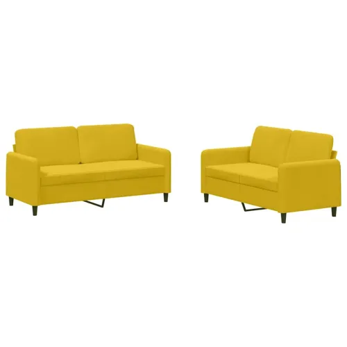 2-dijelni set sofa žuti baršunasti - Žuta s jastučićima Cijena