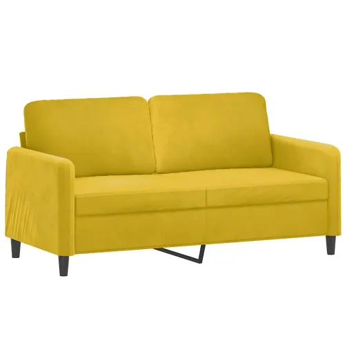 2-dijelni set sofa žuti baršunasti - Žuta s jastučićima Cijena