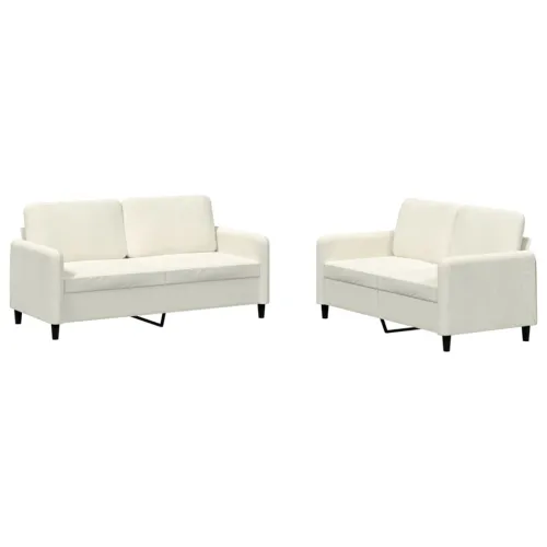 2-dijelni set sofa krem baršunasti - Krema s jastučićima Cijena