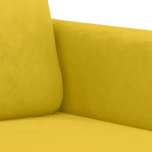 3-dijelni set sofa s jastucima žuti baršunasti - Žuta s jastucima i tabureom Cijena