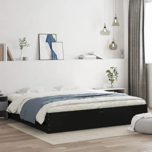 Okvir za krevet s ladicama crni 200x200 cm konstruirano drvo - Crna 200 x 200 cm Cijena