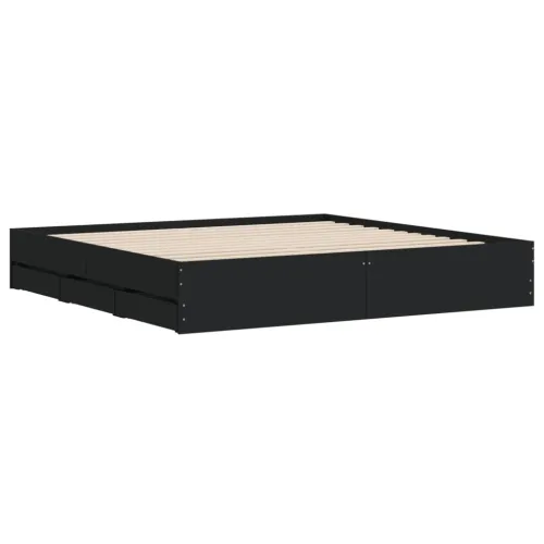 Okvir za krevet s ladicama crni 200x200 cm konstruirano drvo - Crna 200 x 200 cm Cijena