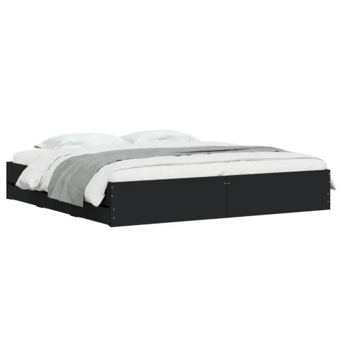 Okvir za krevet s ladicama crni 200x200 cm konstruirano drvo - Crna 200 x 200 cm Cijena