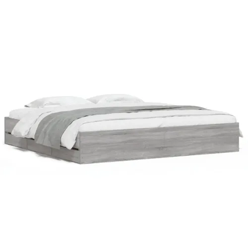 Okvir za krevet s ladicama boja hrasta 200x200 cm drveni - Sivi hrast sonoma 200 x 200 cm Cijena