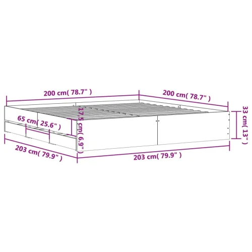 Okvir za krevet s ladicama boja hrasta 200x200 cm drveni - Sivi hrast sonoma 200 x 200 cm Cijena