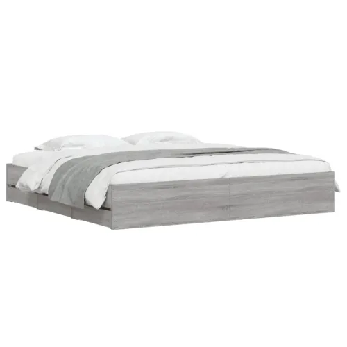 Okvir za krevet s ladicama boja hrasta 200x200 cm drveni - Sivi hrast sonoma 200 x 200 cm Cijena