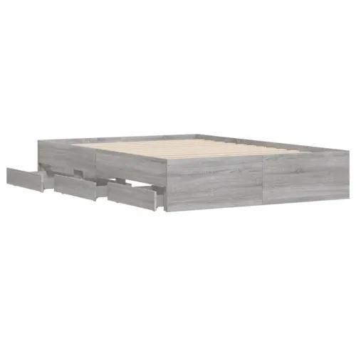 Okvir za krevet s ladicama boja sivog hrasta 120x190 cm drveni - Sivi hrast sonoma 120 x 190 cm Cijena