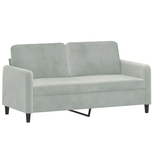 2-dijelni set sofa svjetlosivi baršunasti - Svjetlosiva s jastučićima Cijena