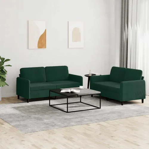 2-dijelni set sofa tamnozeleni baršunasti - Tamnozelena s jastučićima Cijena